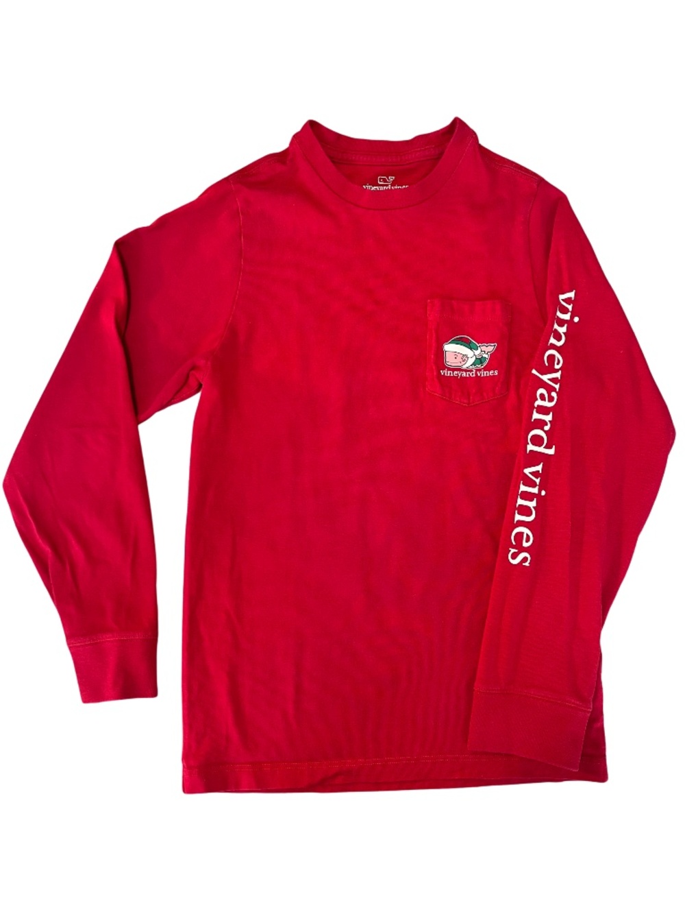 Kids Christmas Vineyard Vines Red long Sleeve Top Size S (8-10)